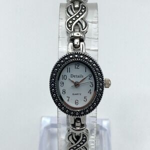 Details Women's Watch 20mm Silver Tone Oval w/Extender New Battery 6.75"